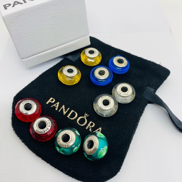 🌸SOLD🌸Pandora BUNDLE Bracelet & 10 Murano Glass Charms ALL Imprint S925 ALE - Picture 6 of 7
